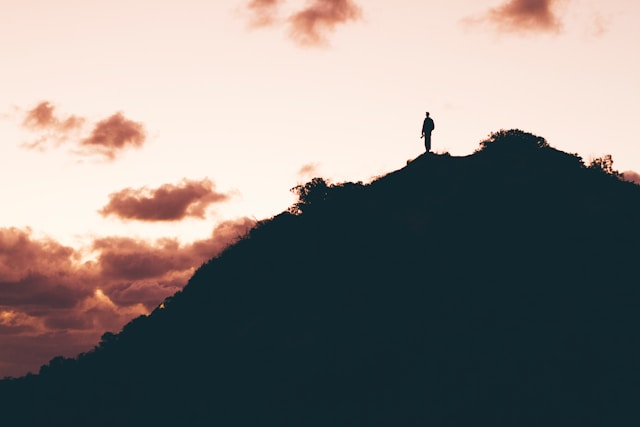 Person on top of a mountain